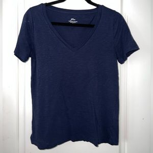 J Crew Navy Blue V Neck Tee Vintage Cotton, Size Small